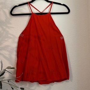 Sun & Shadow strappy tank with embroidered detail